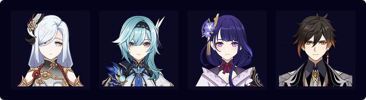 Shenhe — Eula — Raiden — Zhongli