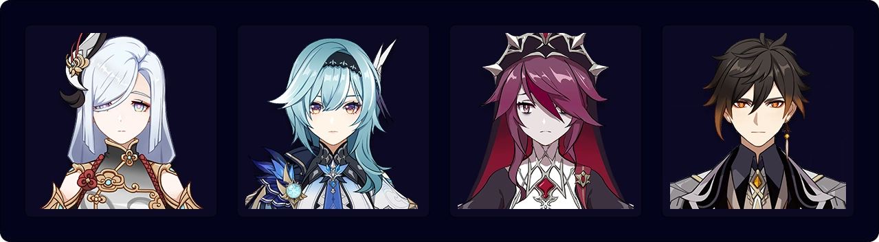 Shenhe — Eula — Rosaria — Zhongli