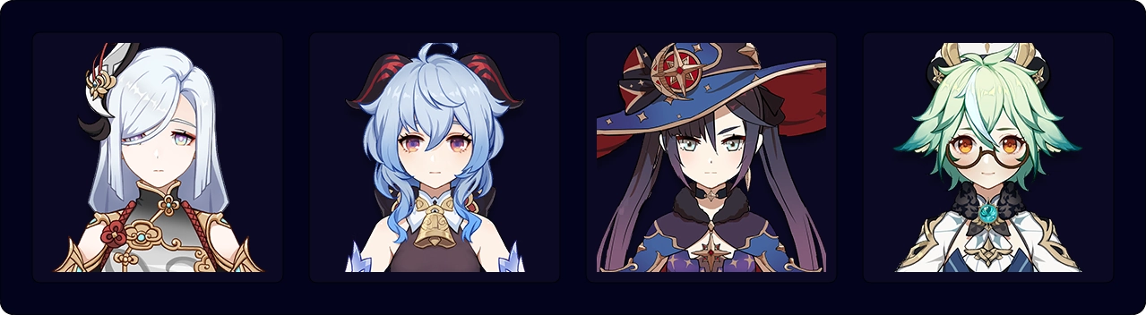 Shenhe — Ganyu — Mona — Sucrose