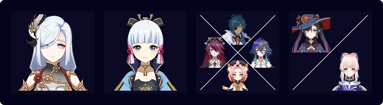 Shenhe — Ayaka — Cryo Flex — Mona / Kokomi