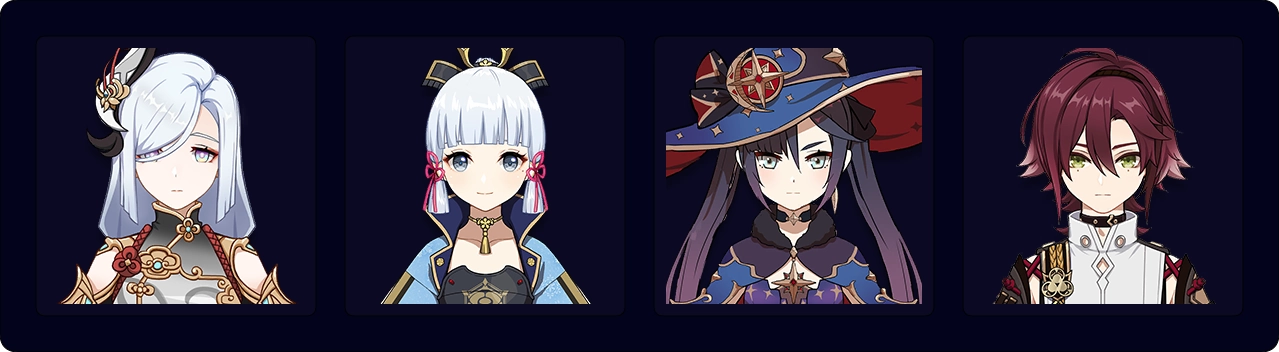 Shenhe — Ayaka — Mona — Heizou