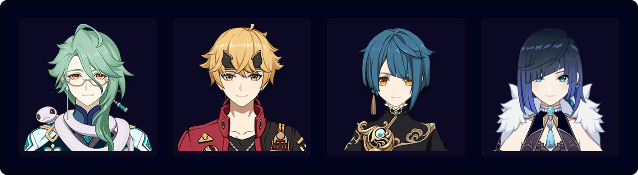 Baizhu — Thoma — Xingqiu — Yelan