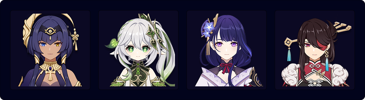 Candace | Nahida | Raiden Shogun | Beidou