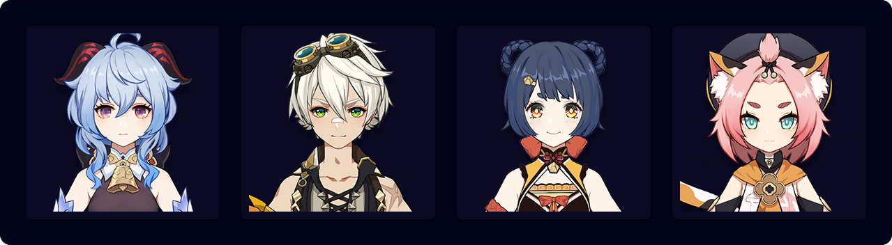 Ganyu — Bennett — Xiangling — Diona