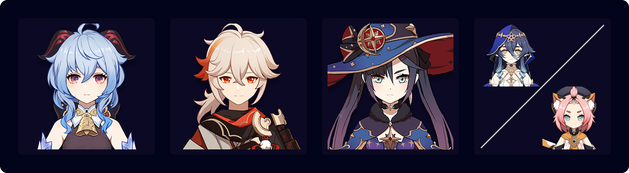 Ganyu - Kazuha - Mona - Layla / Diona