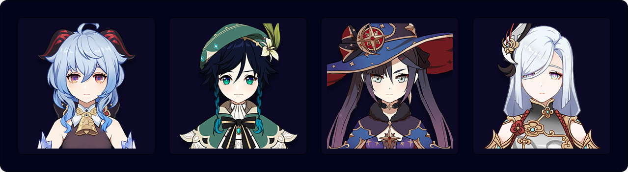 Ganyu - Venti - Mona - Shenhe