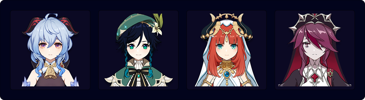 Ganyu — Venti — Nilou — Rosaria