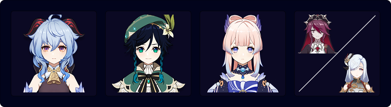 Ganyu - Venti - Kokomi - Rosaria / Shenhe