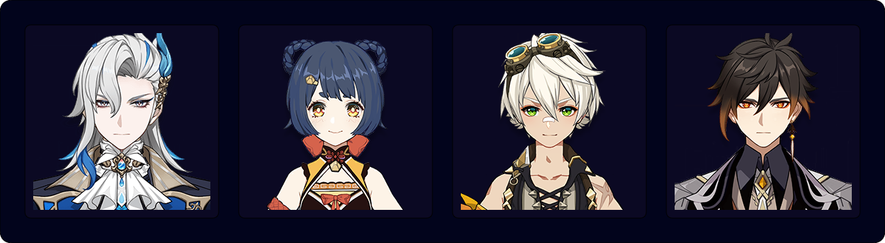 Neuvillette — Xiangling — Bennet — Zhongli