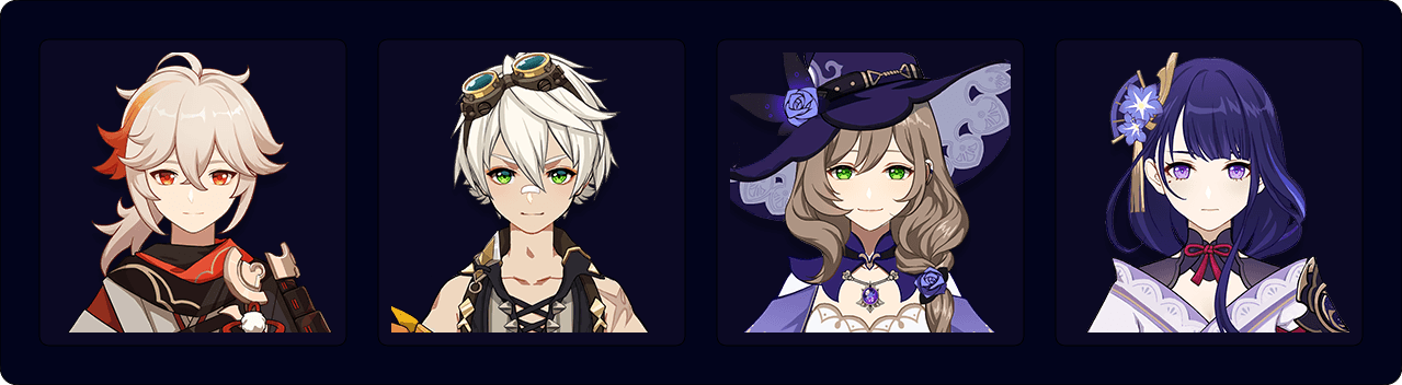 Kazuha — Bennett — Lisa — Raiden