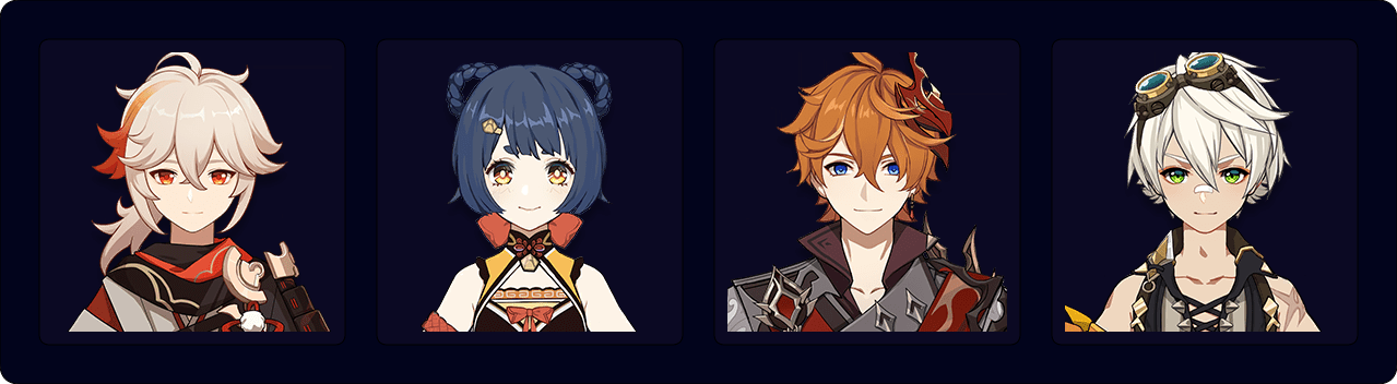 Kazuha — Xiangling — Tartaglia — Bennett