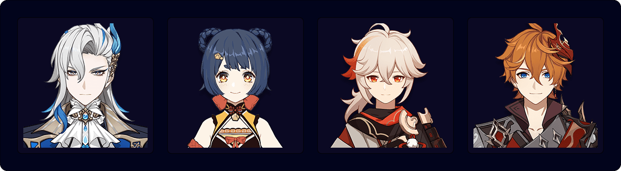 Neuvillette — Xiangling — Kazuha — Childe