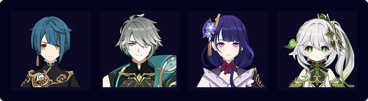 Xingqiu — Alhaitham — Raiden — Nahida