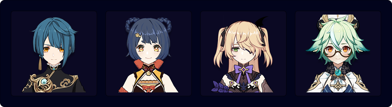 Xingqiu — Xiangling — Fischl — Sucrose