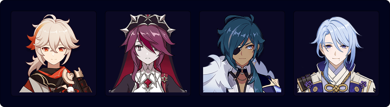 Kazuha — Rosaria — Kaeya — Ayato