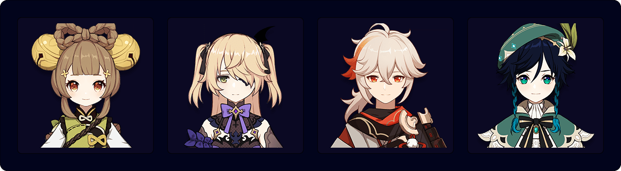 Yaoyao — Fischl — Kazuha — Venti