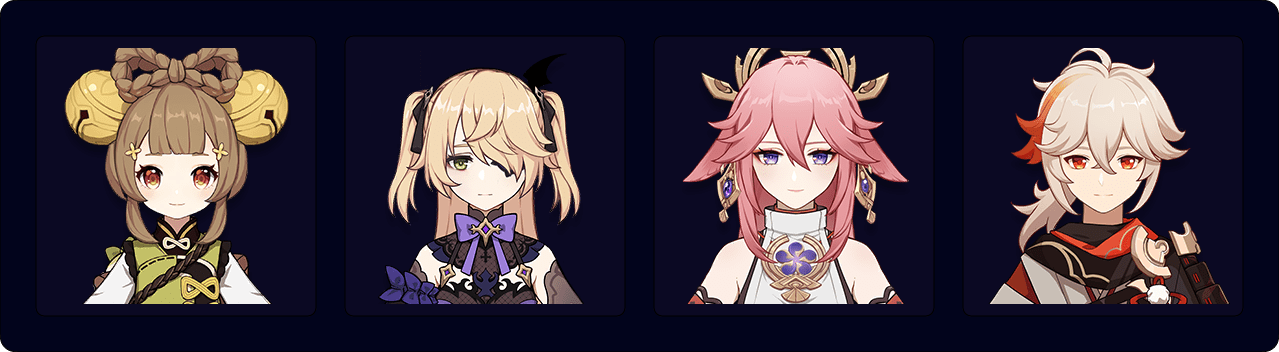 Yaoyao — Fischl — Yae — Kazuha