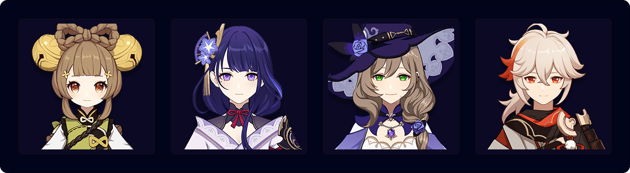 Yaoyao — Raiden — Lisa — Kazuha