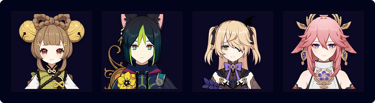 Yaoyao — Tighnari — Fischl — Yae