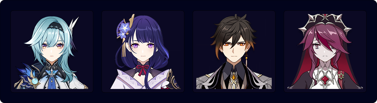 Eula — Raiden — Zhongli — Rosaria