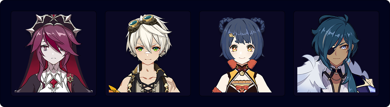 Rosaria — Bennett — Xiangling — Kaeya