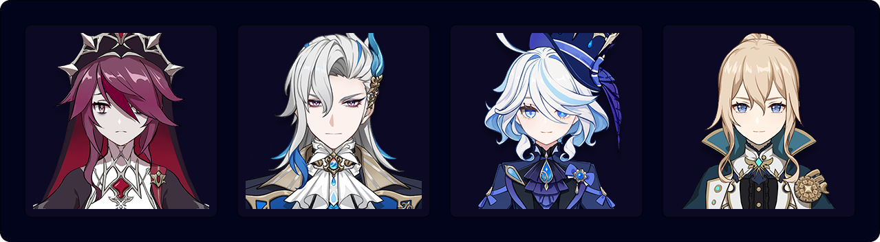 Rosaria — Neuvillette — Furina — Jean