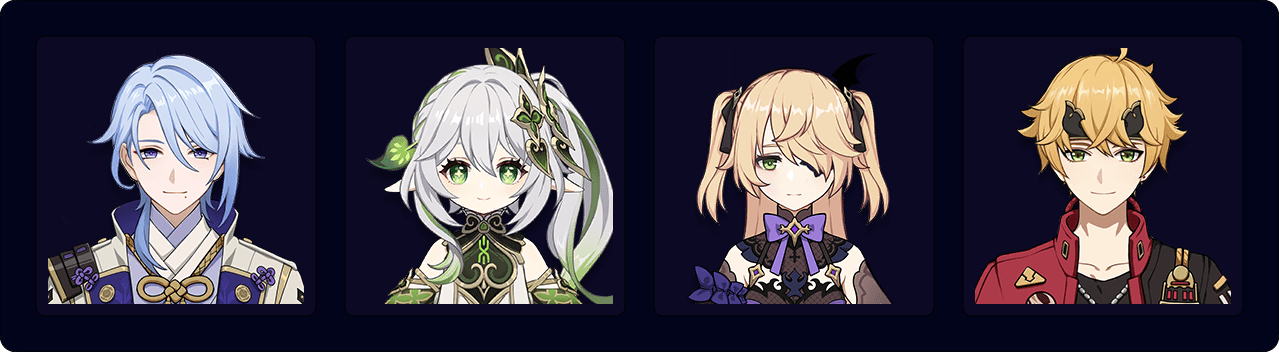 Ayato — Nahida — Fischl — Thoma