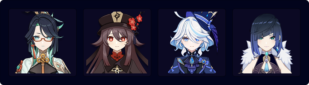 Xianyun — Hu Tao — Furina — Yelan