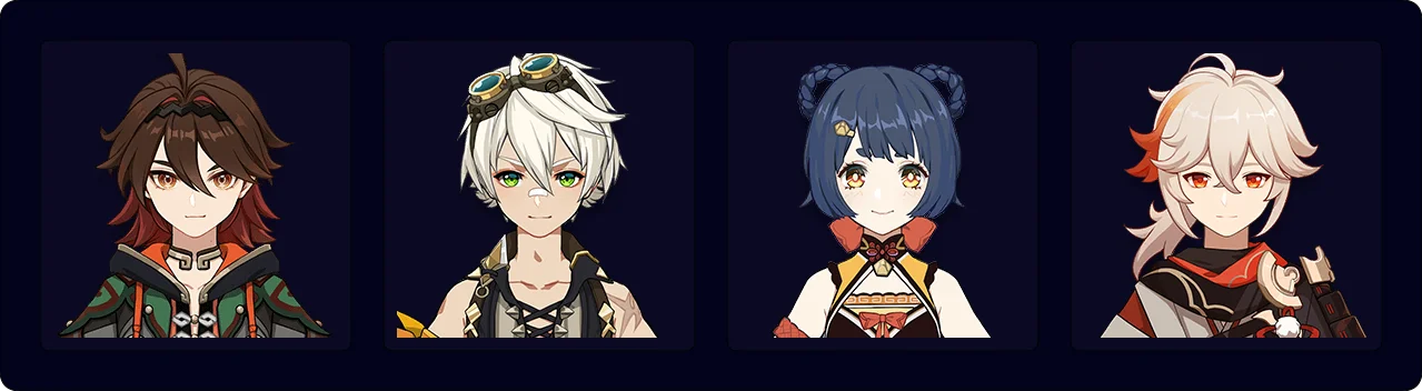 Gaming — Bennett — Xiangling — Kazuha