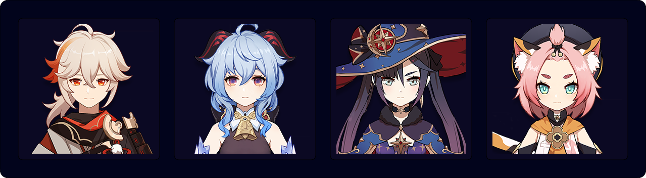 Kazuha — Ganyu — Diona — Mona