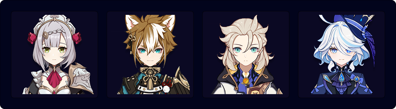 Noelle — Gorou — Albedo — Furina