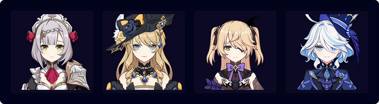 Noelle — Navia — Fischl — Furina