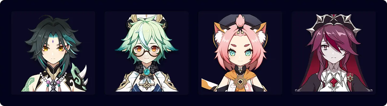 Xiao — Sucrose — Diona — Rosaria