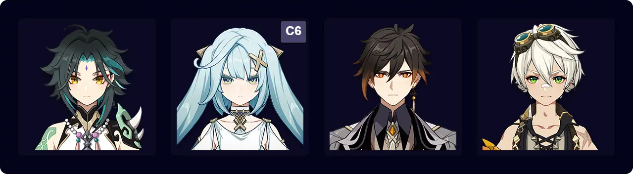 Xiao — Faruzan (C6) — Zhongli — Bennett