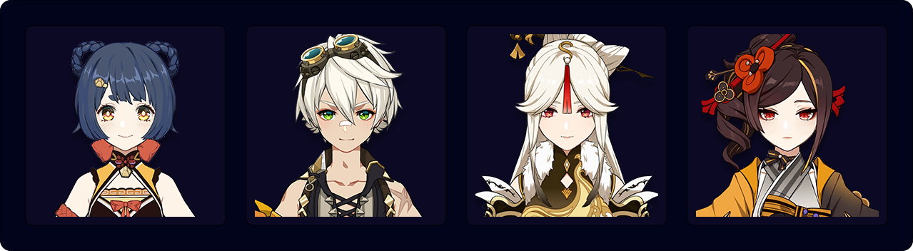 Xiangling — Bennett — Ningguang — Chiori