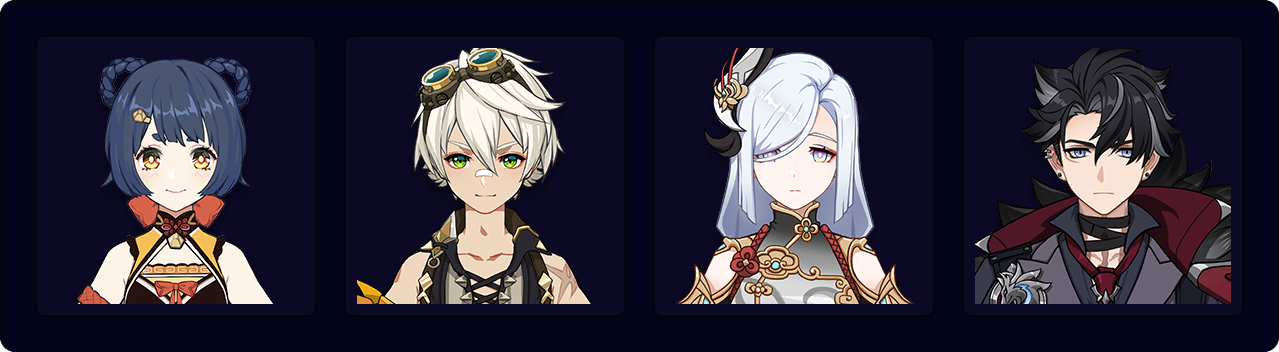 Xiangling — Bennett — Shenhe — Wriothesley