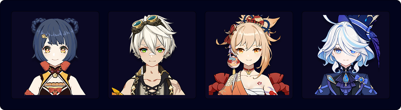 Xiangling — Bennett — Yoimiya — Furina