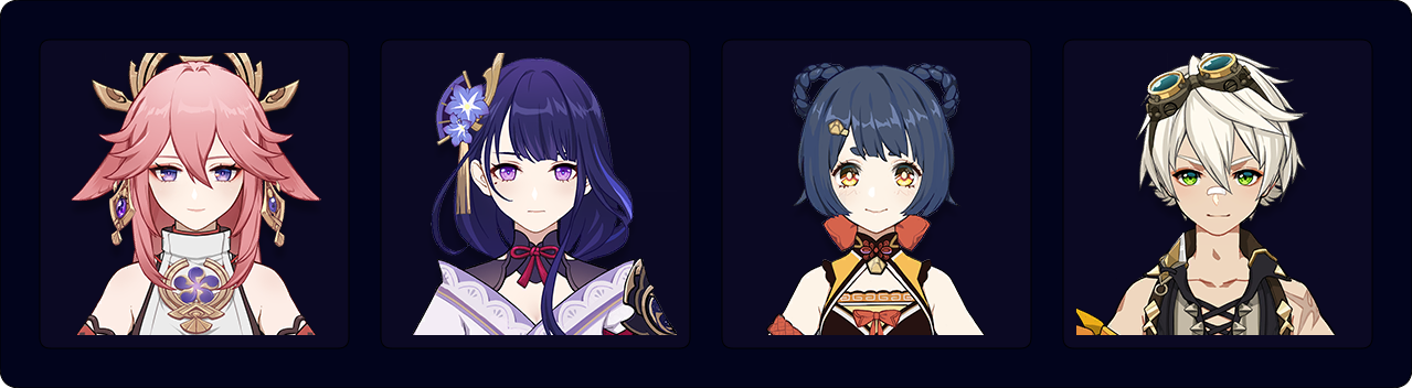 Yae — Raiden — Xiangling — Bennett