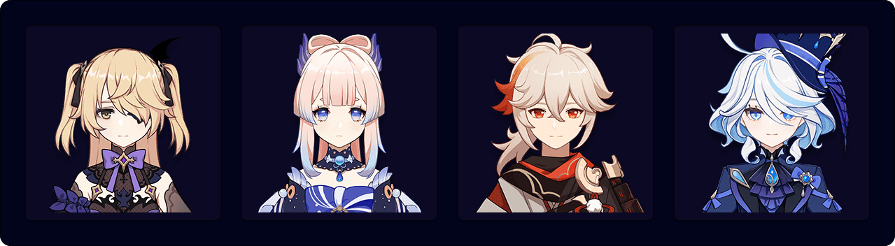 Fischl — Kokomi — Kazuha — Furina