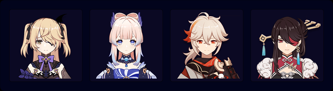 Fischl — Kokomi — Kazuha — Beidou 