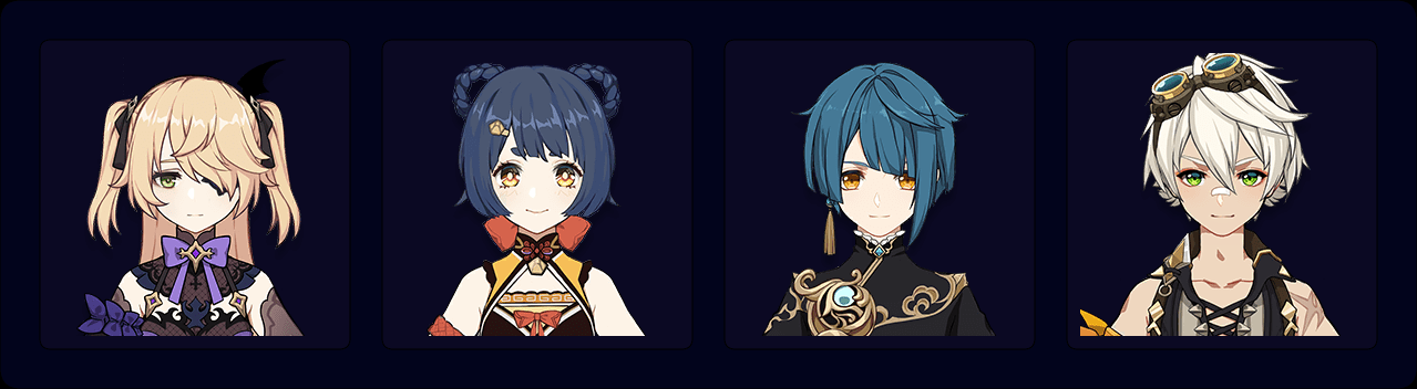 Fischl — Xiangling — Xingqiu — Bennett