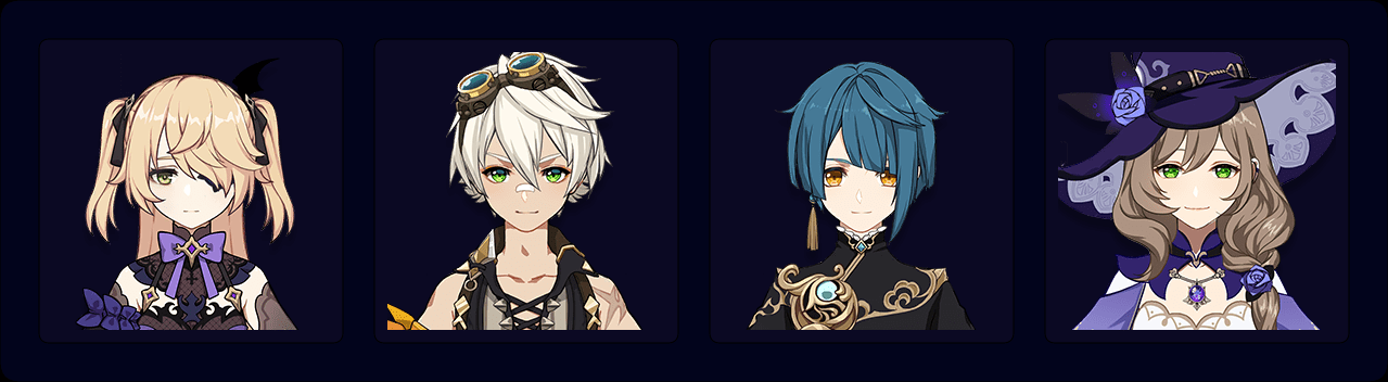 Fischl — Bennett (4pc Thundering Fury) — Xingqiu — Lisa