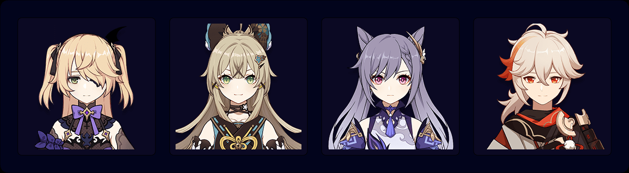 Fischl — Kirara — Keqing — Kazuha