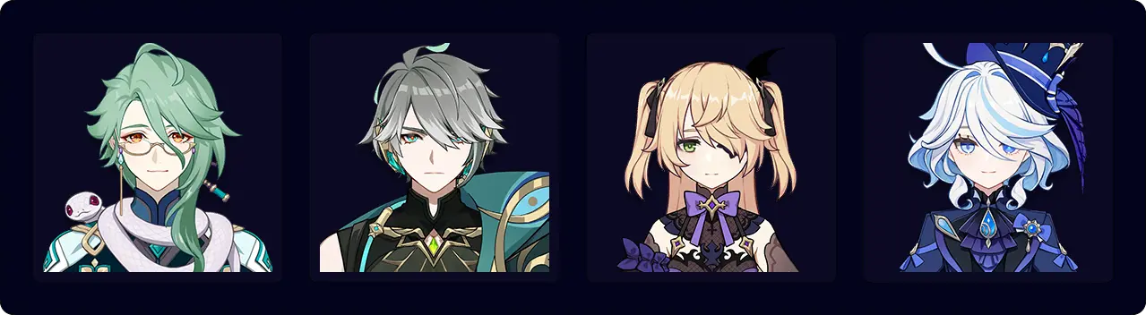 Baizhu — Alhaitham — Fischl — Furina