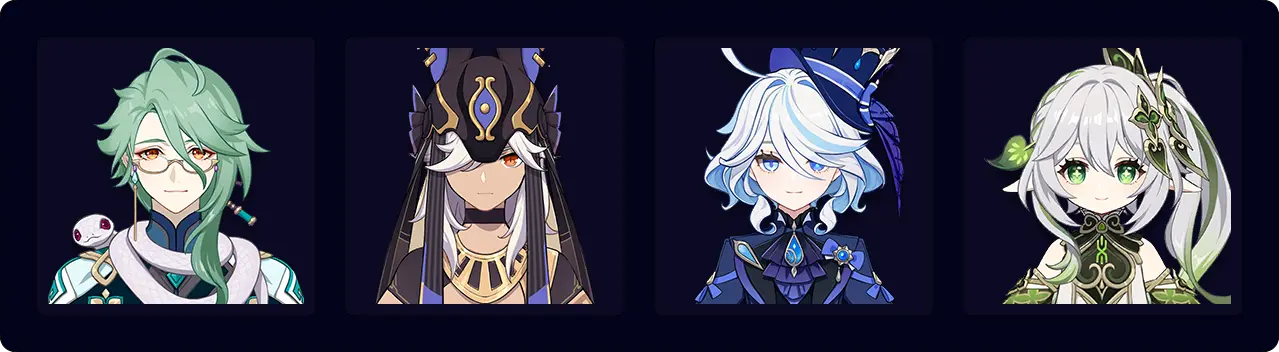 Baizhu — Cyno — Furina — Nahida