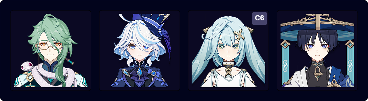 Baizhu — Furina — Faruzan (C6) — Wanderer