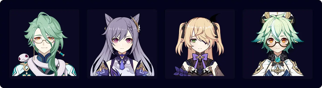 Baizhu — Keqing — Fischl — Sucrose