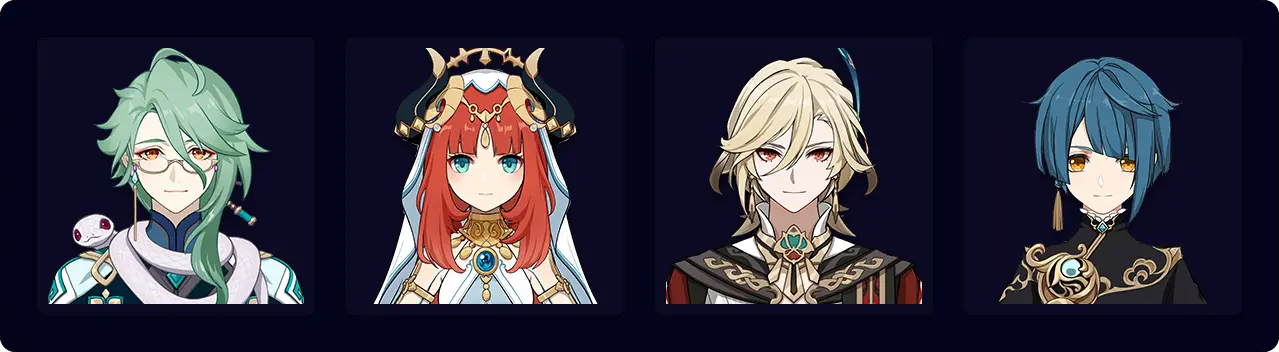 Baizhu — Nilou — Kaveh — Xingqiu