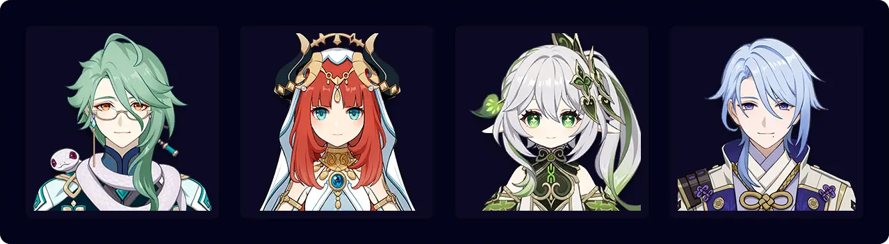 Baizhu — Nilou — Nahida — Ayato