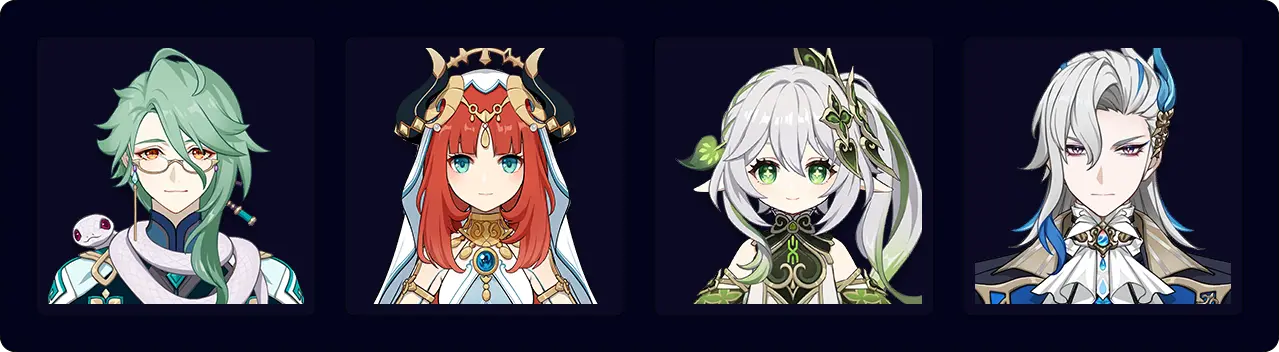 Baizhu — Nilou — Nahida — Neuvillette